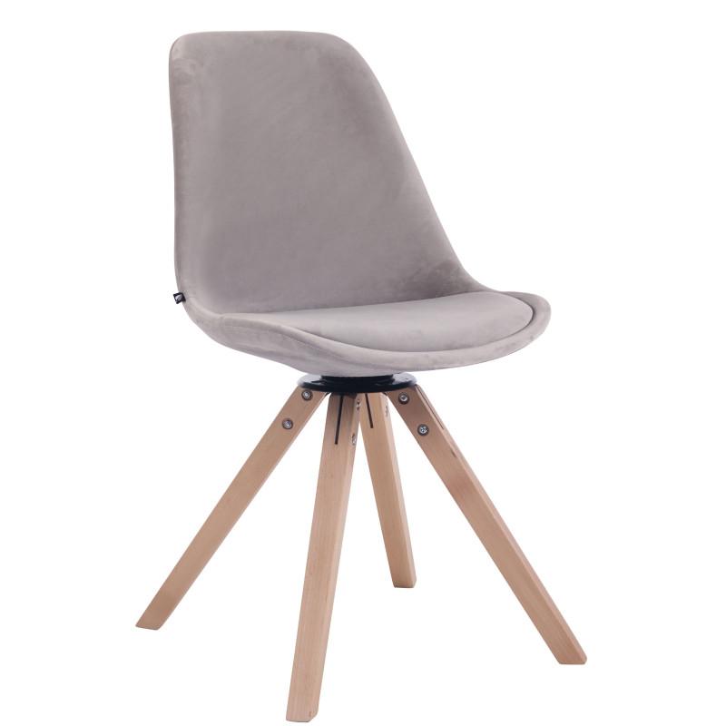 Silla Troyes Square En Terciopelo Natural (roble),Gris