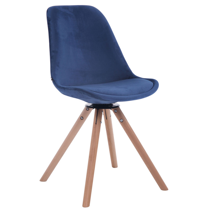 Silla Troyes Rund En Terciopelo Natural (roble),Azul