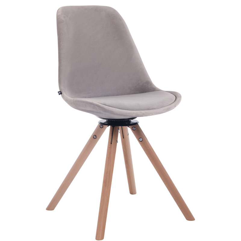 Silla Troyes Rund En Terciopelo Natural (roble),Gris