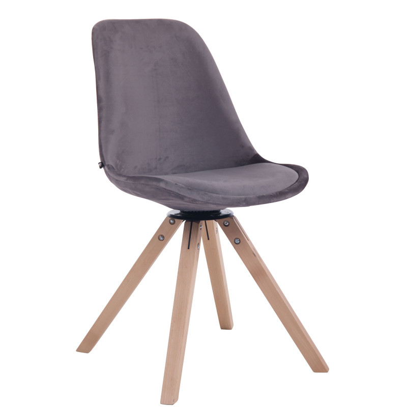 Silla Troyes Square En Terciopelo Natural,Gris oscuro