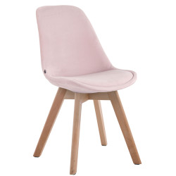 Silla Comedor Borneo V2 En Terciopelo Rosado,Natural (roble)