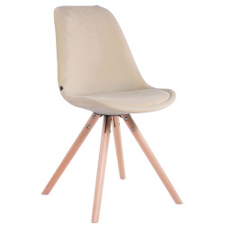 Silla De Visita Toulouse Rund En Terciopelo Crema,Natural (roble)