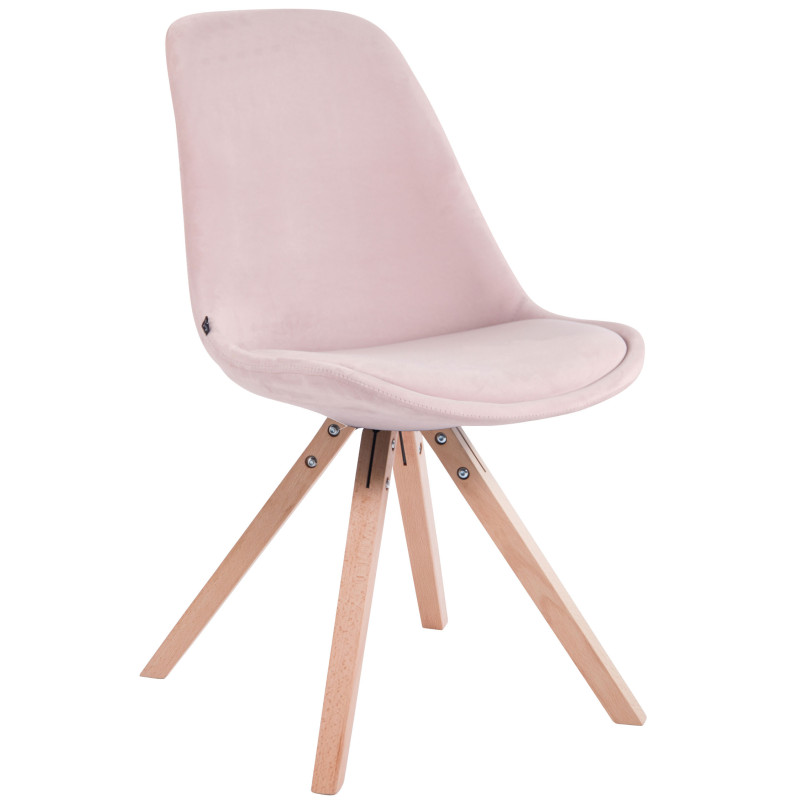 Silla De Comedor Toulouse Square En Terciopelo Rosado,Natural (roble)