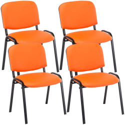 Set De 4 Sillas De Reuniones Ken En Cuero PU Naranja