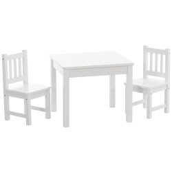 Set infantil Mides de mesa y dos sillas Blanco