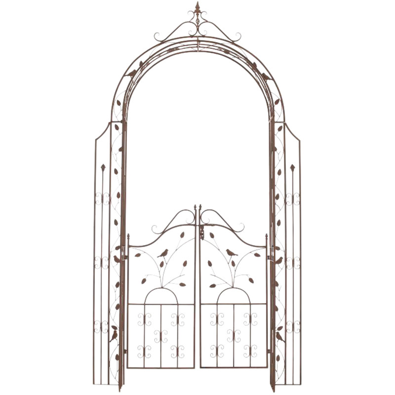 Arco de Flores para Jardín con Puerta Grenada Marrón antiguo