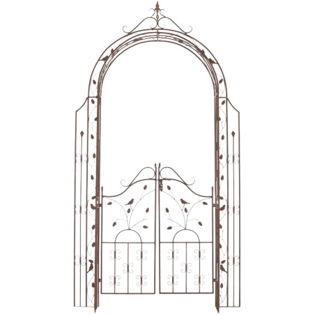 Arco de Flores para Jardín con Puerta Grenada Marrón antiguo