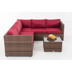 Ecksofa-Garnitur Liberi 5mm Rubinrot