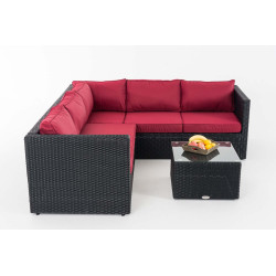 Ecksofa-Garnitur Liberi 5mm Rubinrot