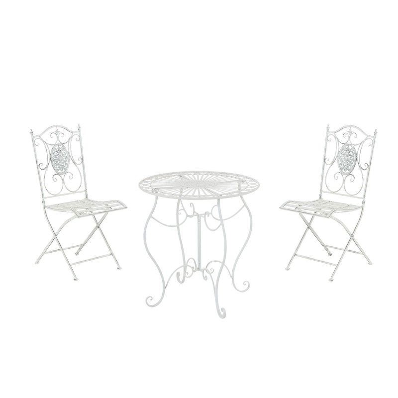 Conjunto de Mesa & 2 Sillas Plegables Aldeano Blanco antiguo