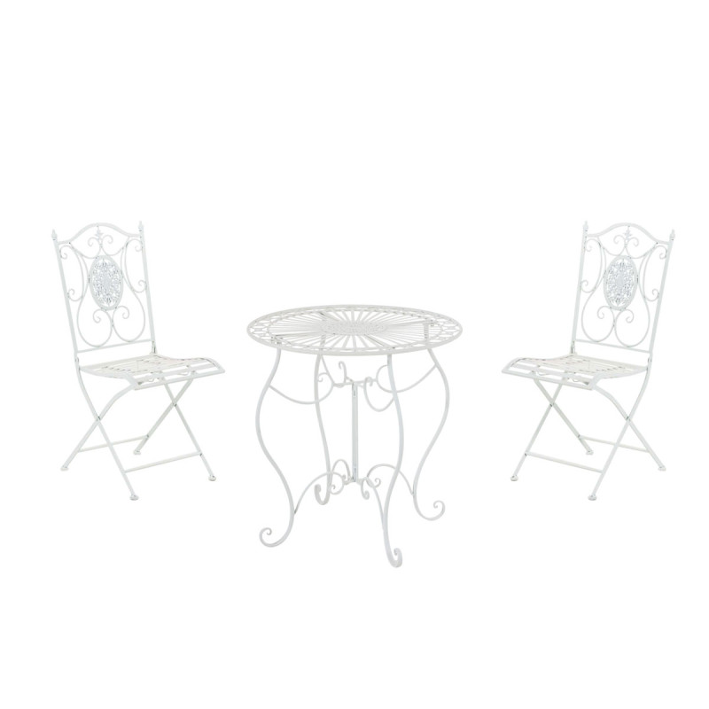 Conjunto de Mesa & 2 Sillas Plegables Aldeano Blanco