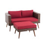 2er Sofa Molde mit Fußhocker Flachrattan braun-meliert 40 cm (Dunkelbraun)