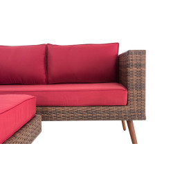 2er Sofa Molde mit Fußhocker Flachrattan braun-meliert 45 cm (Dunkelbraun)