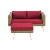 2er Sofa Molde mit Fußhocker Rundrattan natura 40 cm (Hellbraun)