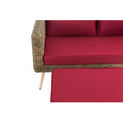 2er Sofa Molde mit Fußhocker Rundrattan natura 40 cm (Hellbraun)