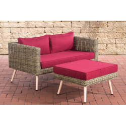 2er Sofa Molde mit Fußhocker Rundrattan natura 45 cm (Hellbraun)