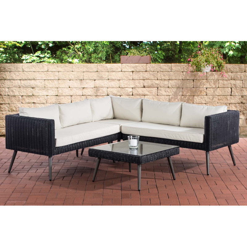 Eck-Loungeset Molde Rundrattan schwarz  40 cm (Dunkelgrau)