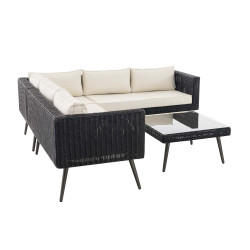 Eck-Loungeset Molde Rundrattan schwarz  40 cm (Dunkelgrau)