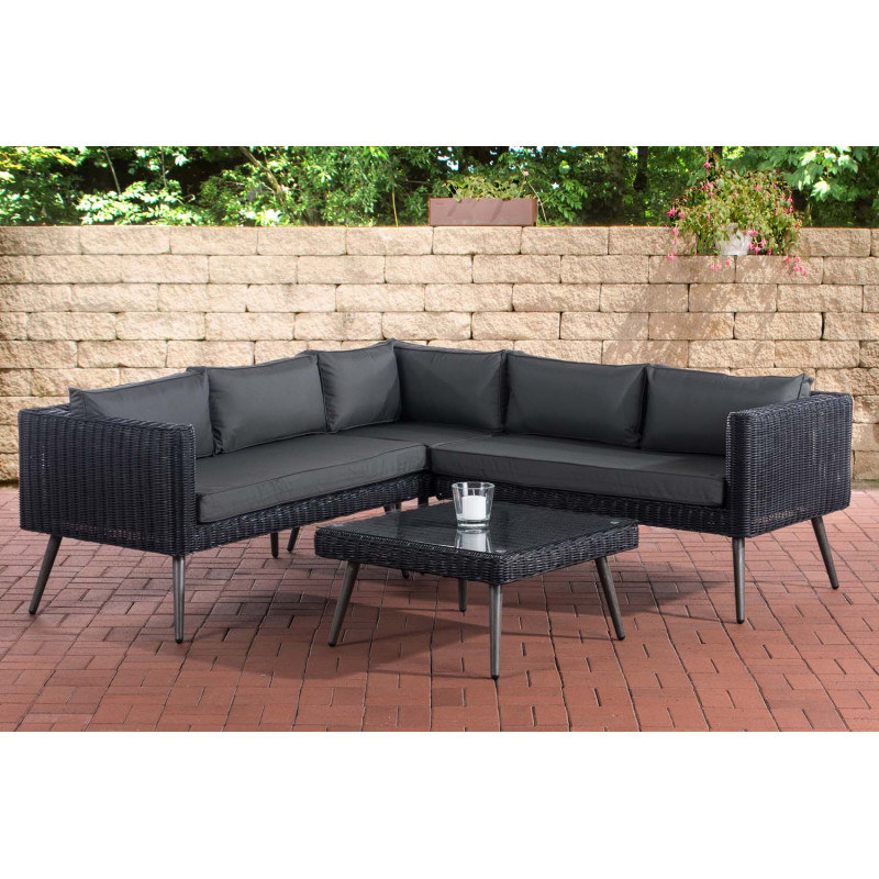 Eck-Loungeset Molde Rundrattan schwarz 40 cm (Dunkelgrau)