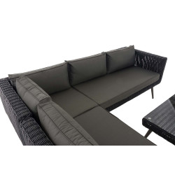 Eck-Loungeset Molde Rundrattan schwarz 40 cm (Dunkelgrau)