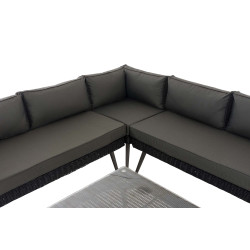 Eck-Loungeset Molde Rundrattan schwarz 40 cm (Dunkelgrau)