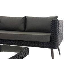 Eck-Loungeset Molde Rundrattan schwarz 40 cm (Dunkelgrau)