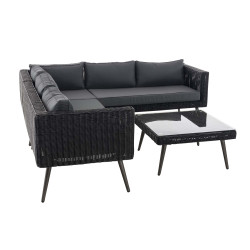 Eck-Loungeset Molde Rundrattan schwarz 40 cm (Dunkelgrau)