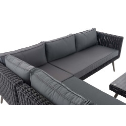 Eck-Loungeset Molde Rundrattan schwarz 40 cm (Dunkelgrau)