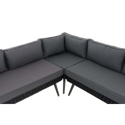 Eck-Loungeset Molde Rundrattan schwarz 40 cm (Dunkelgrau)