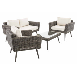 Loungeset Kiruna Rundrattan Grau-meliert 40 cm (Dunkelgrau)