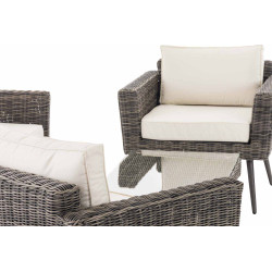 Loungeset Kiruna Rundrattan Grau-meliert 40 cm (Dunkelgrau)