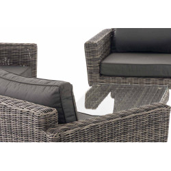 Loungeset Kiruna Rundrattan Grau-meliert 40 cm (Dunkelgrau)