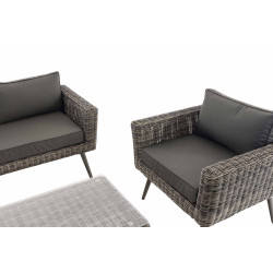 Loungeset Kiruna Rundrattan Grau-meliert 40 cm (Dunkelgrau)