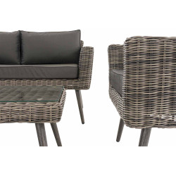 Loungeset Kiruna Rundrattan Grau-meliert 40 cm (Dunkelgrau)