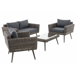 Loungeset Kiruna Rundrattan Grau-meliert 40 cm (Dunkelgrau)