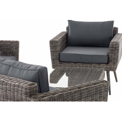 Loungeset Kiruna Rundrattan Grau-meliert 40 cm (Dunkelgrau)