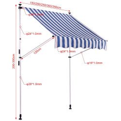 Toldo ajustable Westerly 300x120 cm,weiß/blau