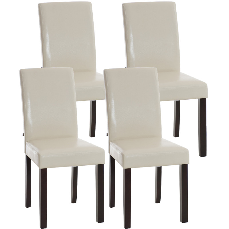 Set De 4 Sillas De Comedor Ina ~ Base Marrón Oscuro Crema