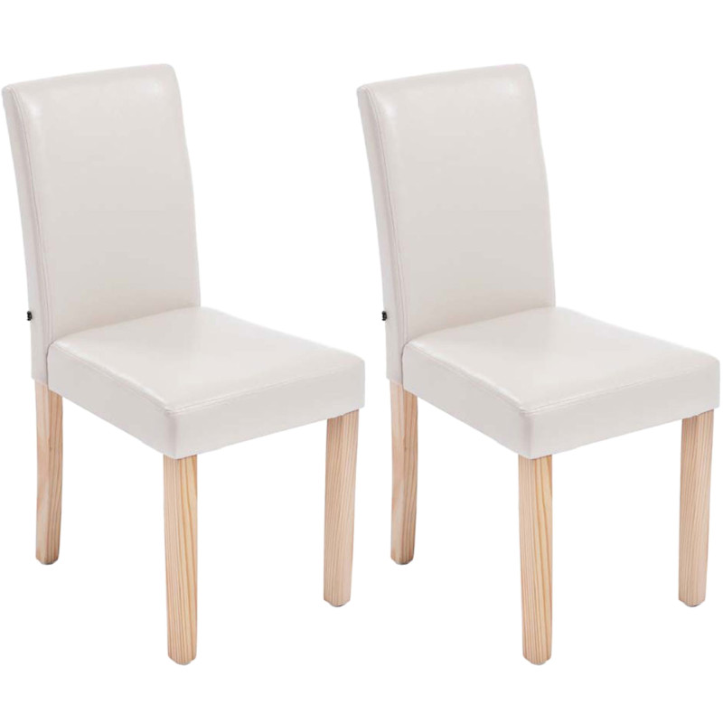 Set De 2 Sillas De Comedor Ina Madera Natural Crema