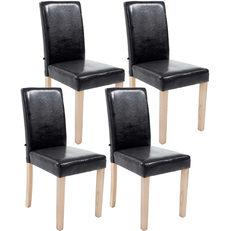 Set De 4 Sillas De Comedor Ina Madera Natural Negro