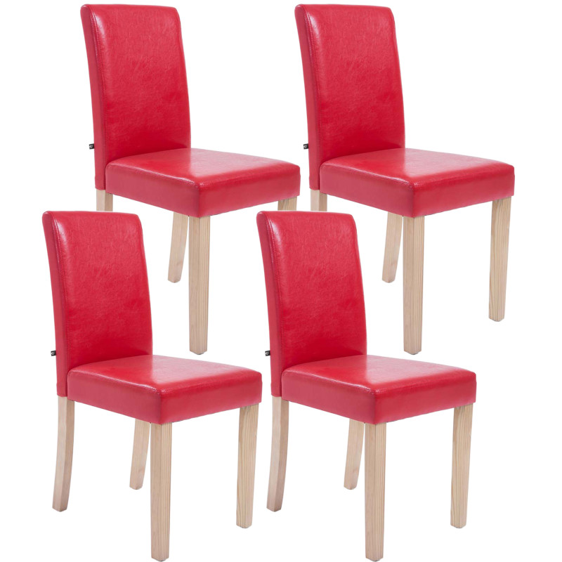 Set De 4 Sillas De Comedor Ina Madera Natural Rojo