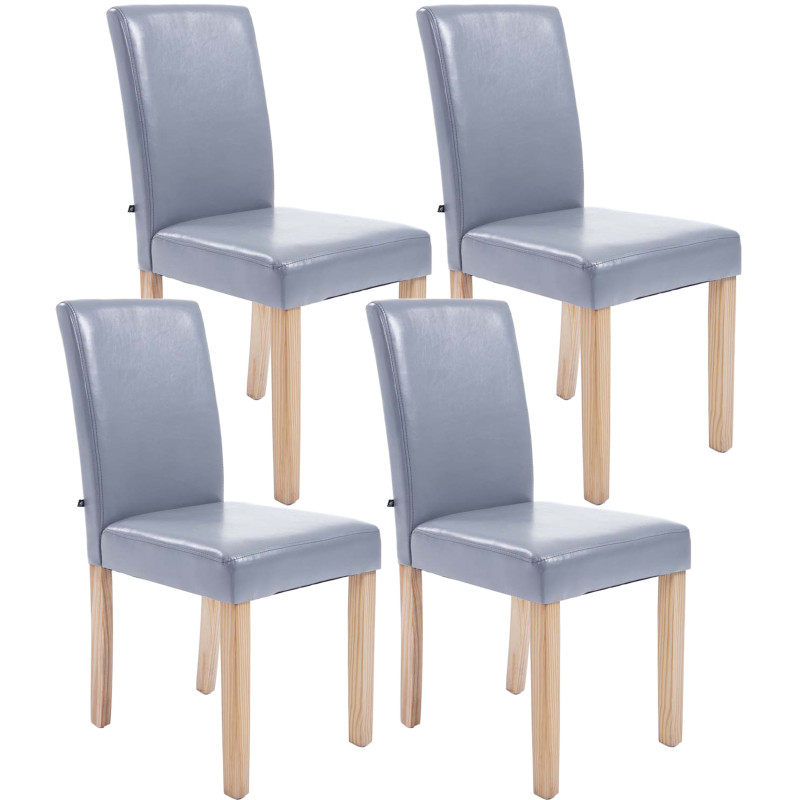 Set De 4 Sillas De Comedor Ina Madera Natural Gris