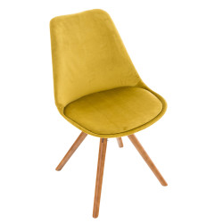 Silla en Terciopelo Pegleg Rund Nogal,Amarillo