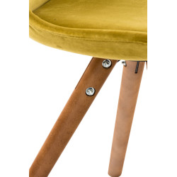 Silla en Terciopelo Pegleg Rund Nogal,Amarillo