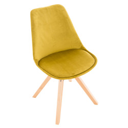 Silla en Terciopelo Pegleg Square Natural,Amarillo