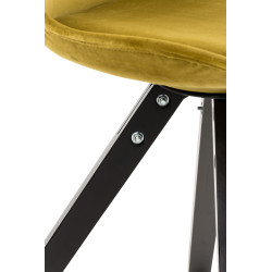 Silla en Terciopelo Pegleg Square Negro,Amarillo