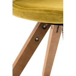 Silla en Terciopelo Pegleg Square Nogal,Amarillo