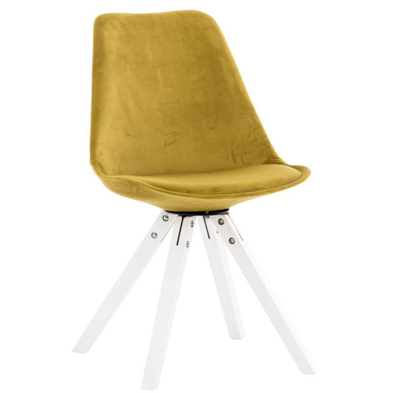 Silla en Terciopelo Pegleg Square Blanco,Amarillo