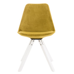 Silla en Terciopelo Pegleg Square Blanco,Amarillo