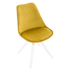 Silla en Terciopelo Pegleg Square Blanco,Amarillo